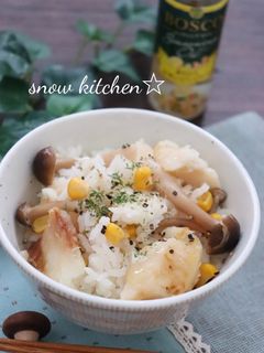 鱈としめじの洋風炊き込みご飯-レシピのメイン写真