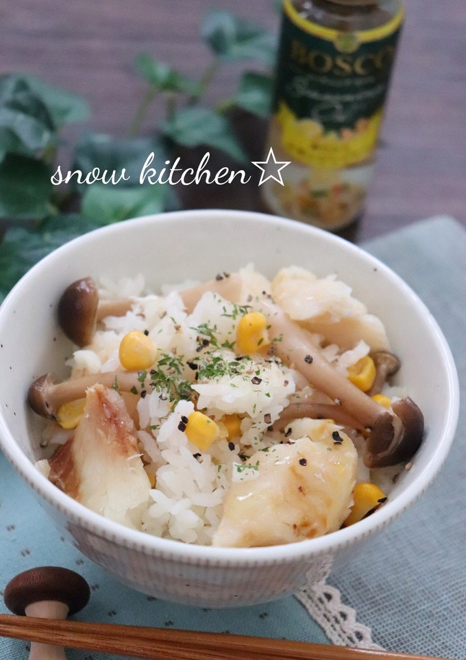 鱈としめじの洋風炊き込みご飯-レシピのメイン写真