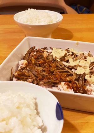 新米食べすぎちゃう　ササミとごんぼの一品-レシピのメイン写真