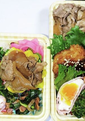【夫婦弁当173】牛丼とチキンカツ-レシピのメイン写真