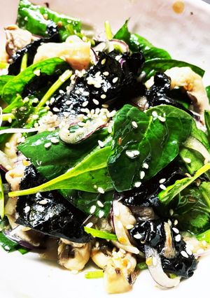 ひら茸とサラダほうれん草のごま海苔サラダ-レシピのメイン写真