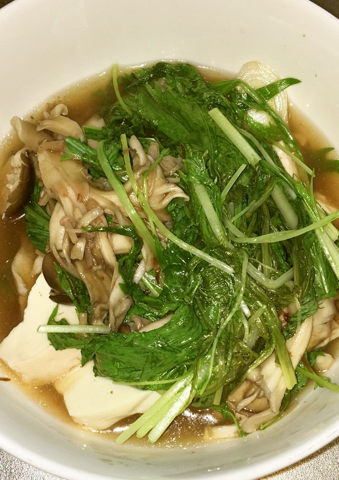 牛肉と豆腐と茸と水菜の梅煮-レシピのメイン写真