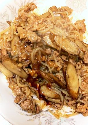 ごぼうと白滝のとろ〜り♡ひき肉あんかけ煮-レシピのメイン写真