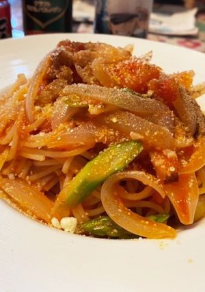 自家製パンチェッタと玉ねぎのトマトソース-レシピのメイン写真