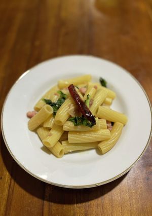 大根葉とベーコンのペペロンチーノ風ペンネ-レシピのメイン写真