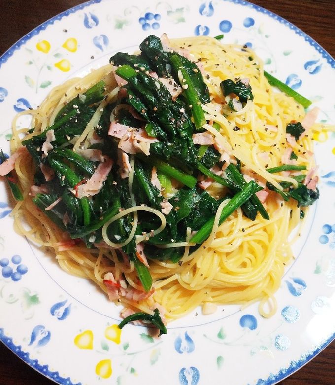 簡単☆ほうれん草とベーコンの和風パスタ by チビももちゃん