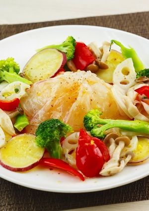 茹で野菜と白身魚のカルパッチョ-レシピのメイン写真
