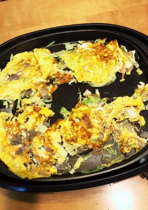 おでんをリメイク^_^卵キャベツ焼き-レシピのメイン写真