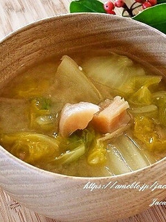 ほたて干貝柱と白菜の味噌汁-レシピのメイン写真