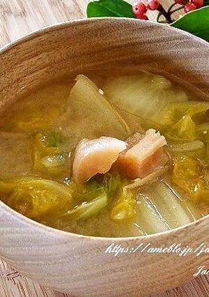 ほたて干貝柱と白菜の味噌汁-レシピのメイン写真