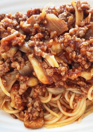 簡単にできるキノコ入りミートパスタ-レシピのメイン写真