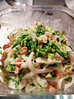 弁当おかず⑪玉ねぎと豆苗のシーチキン和え-レシピのメイン写真