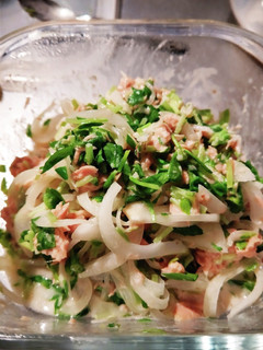 弁当おかず⑪玉ねぎと豆苗のシーチキン和え-レシピのメイン写真