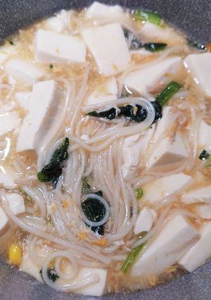 簡単！やさしい豆腐と温麺(あんかけ風)-レシピのメイン写真