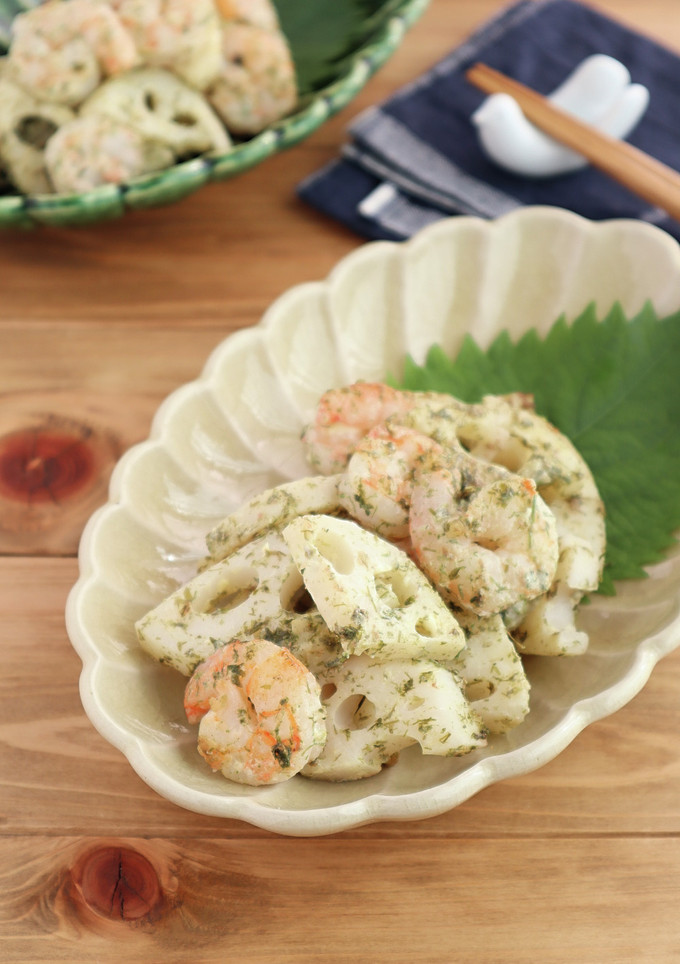食欲そそる！海老と蓮根の海苔マヨソテー-レシピのメイン写真