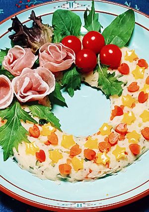 クリスマス リースサラダ-レシピのメイン写真