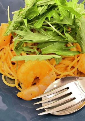 海老と水菜のアメリケーヌソースパスタ-レシピのメイン写真