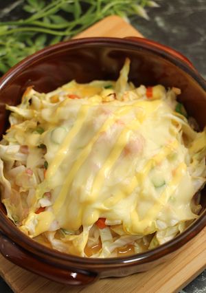 簡単!たっぷりキャベツと卵の半熟焼き-レシピのメイン写真