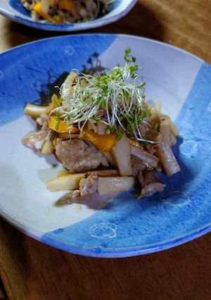 豚肉と柿とレンコンの炒め煮-レシピのメイン写真