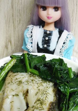 リカちゃん♡鱈ディル焼き+ほうれん草-レシピのメイン写真