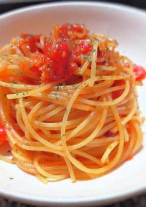 ありそうで無かった生姜のトマトパスタ-レシピのメイン写真