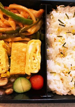 青椒肉絲椎コーンバターソテー高校男子弁当-レシピのメイン写真