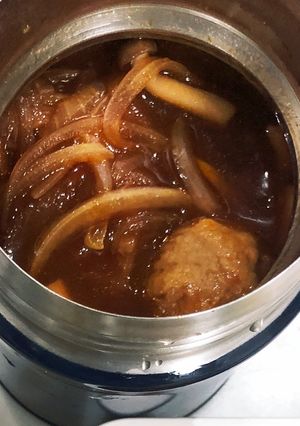 スープジャーで煮込みハンバーグ-レシピのメイン写真