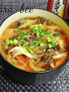 黒舞茸と豚バラの具沢山カレー春雨スープ-レシピのメイン写真