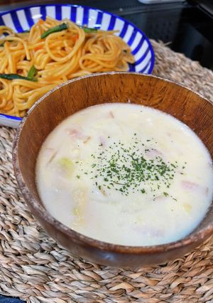こっくり旨い!カルボナーラ風かき玉スープ-レシピのメイン写真