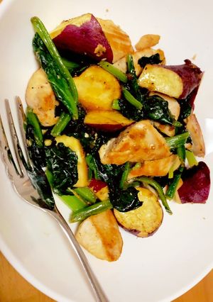 さつまいもとほうれん草のホットサラダ-レシピのメイン写真