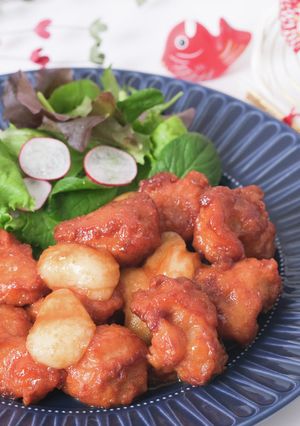 揚げ餅と唐揚げdeオレンジソース仕立て♪-レシピのメイン写真