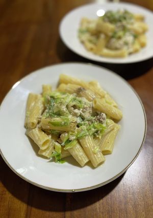 肉味噌とネギのクリームペンネ♪-レシピのメイン写真