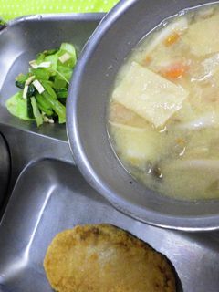 ゆば入り豆乳味噌汁 河内長野市学校給食-レシピのメイン写真