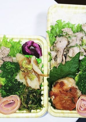 【夫婦弁当180】豚のねぎ塩炒めと海老-レシピのメイン写真