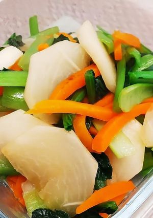 超スピード簡単レシピかぶと小松菜の炒め物-レシピのメイン写真