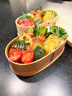 高校生弁当 アスパラ肉巻き 塩鯖弁当-レシピのメイン写真