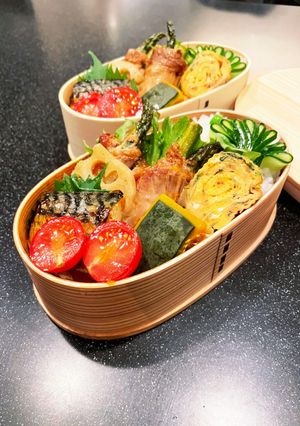 高校生弁当　アスパラ肉巻き　塩鯖弁当-レシピのメイン写真