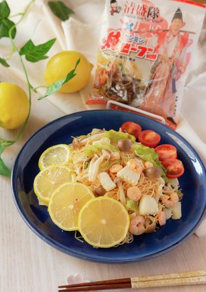 シーフードで♪武士の塩レモン焼ビーフン-レシピのメイン写真