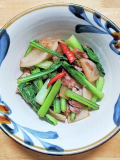 豚こま肉と大根に小松菜のピリ辛炒め-レシピのメイン写真