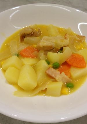 コーンクリーム煮＠高梁川流域学校給食-レシピのメイン写真