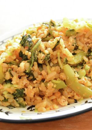 野沢菜とひき肉の麻辣チャーハン-レシピのメイン写真