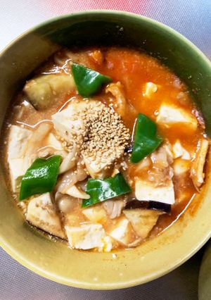 豚こまボロネーゼ風パスタ味麻婆豆腐茄子-レシピのメイン写真