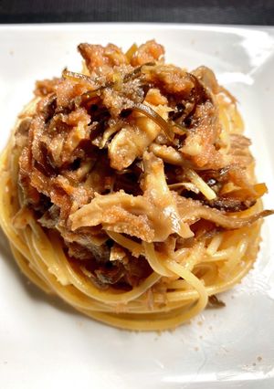 舞茸と明太子のごま油和えパスタ-レシピのメイン写真