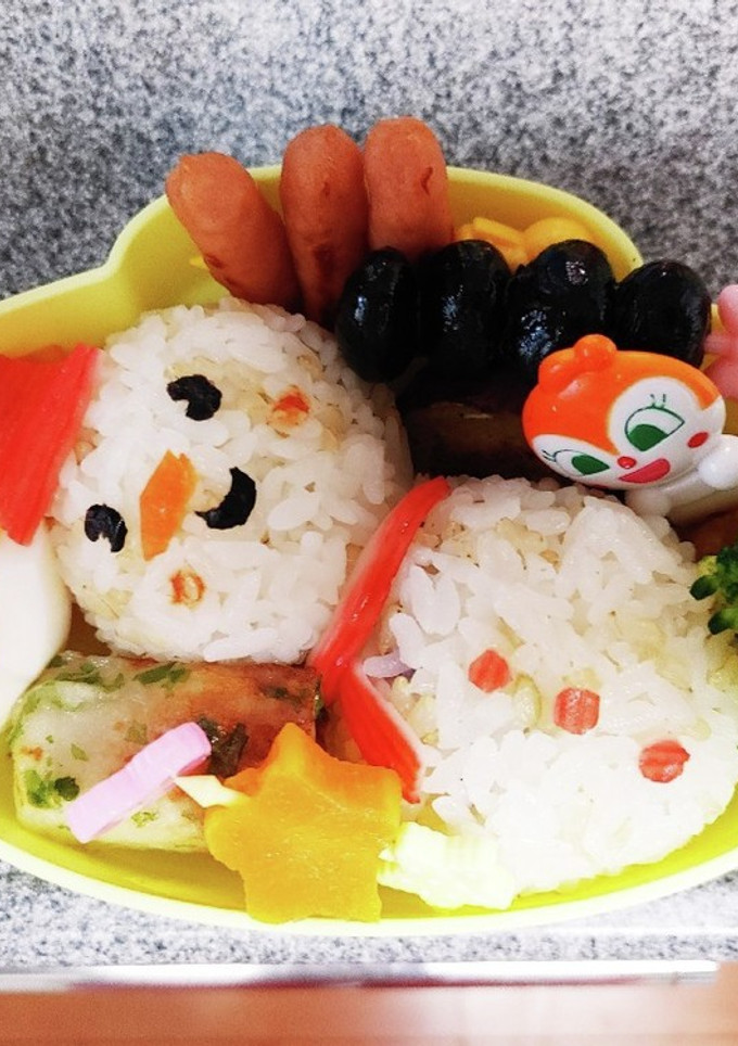雪だるま幼稚園弁当-レシピのメイン写真