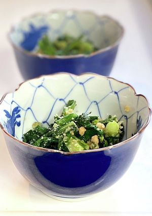 市販の粉末で！簡単な春菊のピーナッツ和え-レシピのメイン写真