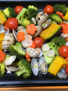 簡単おかず:シーフード温野菜蒸し-レシピのメイン写真