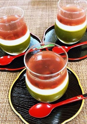 和風ゼリー♪抹茶ゼリー&小豆ゼリー-レシピのメイン写真