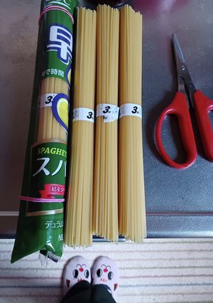 便利！パスタ乾麺縦長の袋の開け方はこれ！-レシピのメイン写真