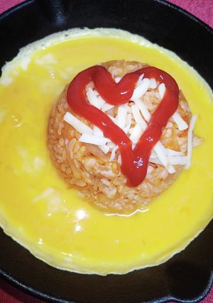 スキレット　de 　逆さまオムライス♡-レシピのメイン写真