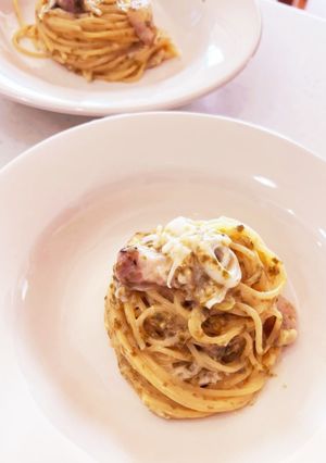 ワンパンでネギと海苔の和カルボナーラ-レシピのメイン写真